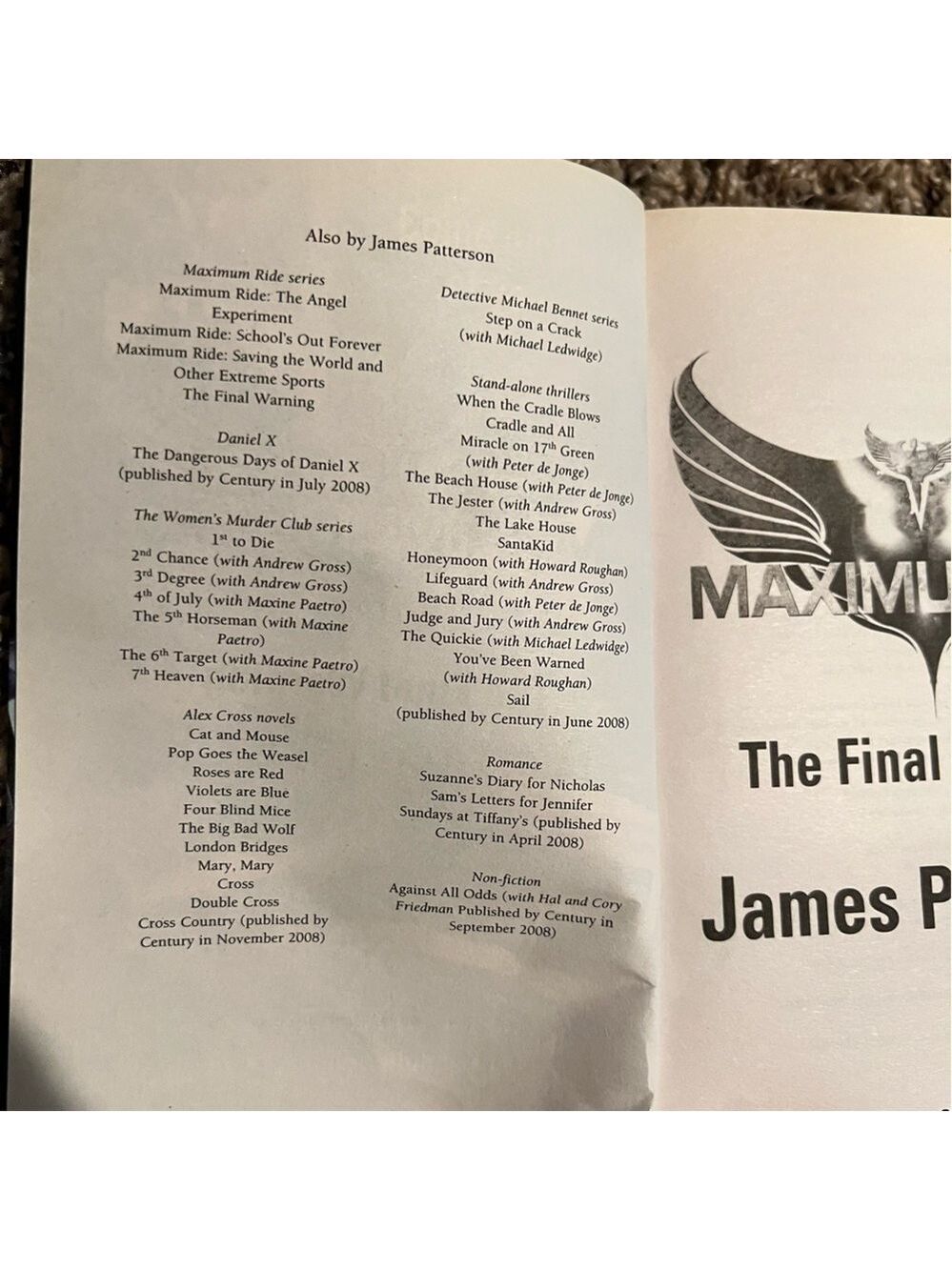 MAXIMUM RIDE: THE FINAL WARNING By James Patterson - Picture 4 of 6